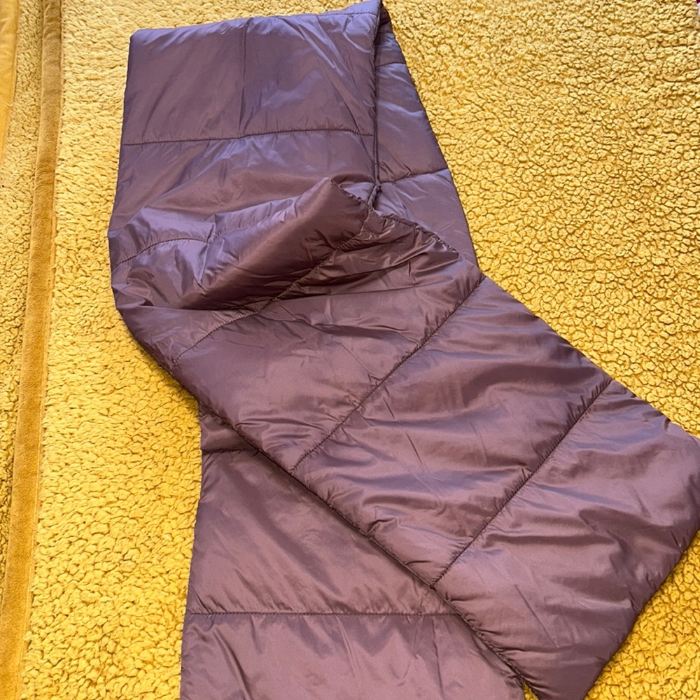 Brown puffer scarf